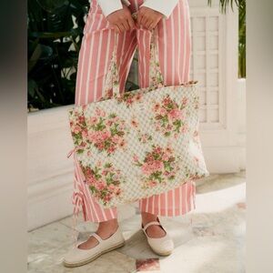 Sezane Floral Summer Totebag. Pink